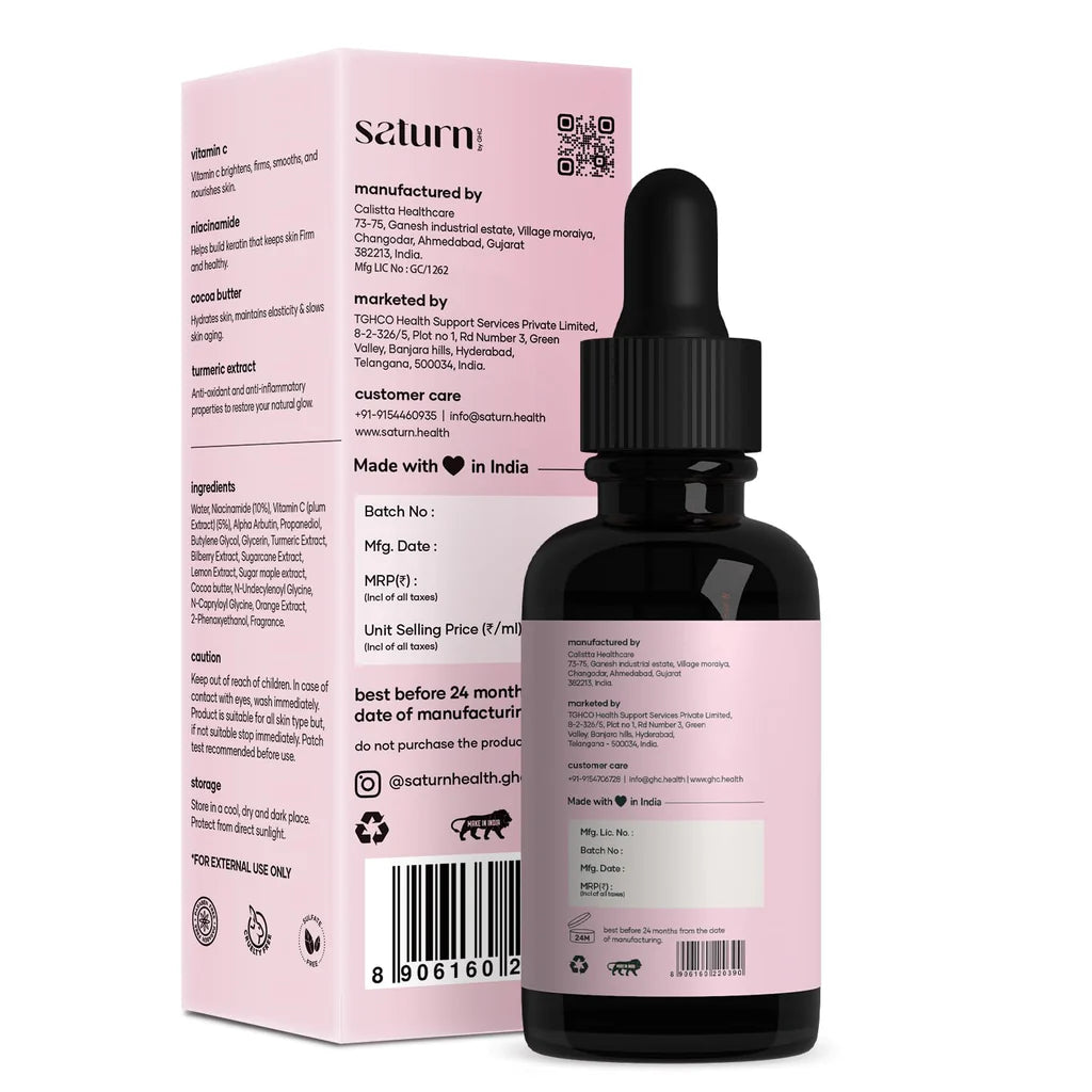 Saturn by GHC Vitamin C & Niacinamide Face Serum | Brightening & Anti-Pigmentation | 30ml